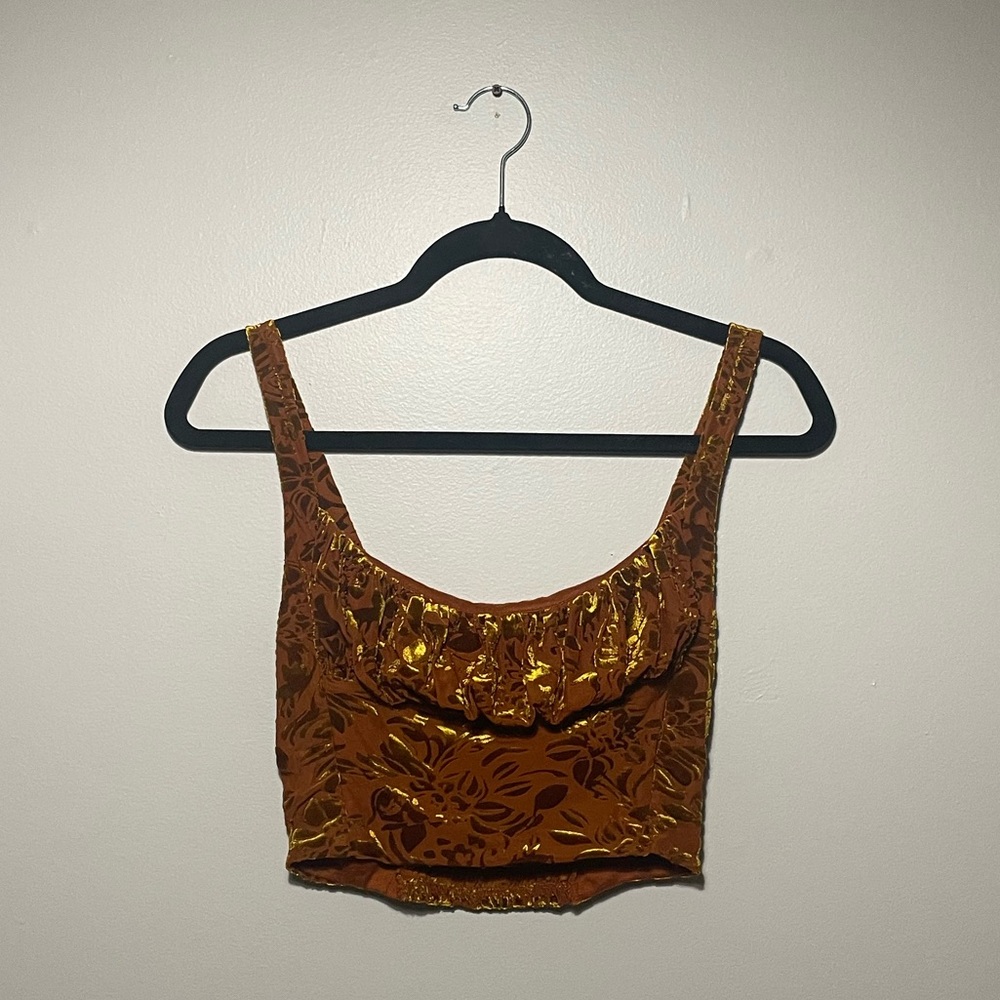 Velvet Burnout Floral Crop Top